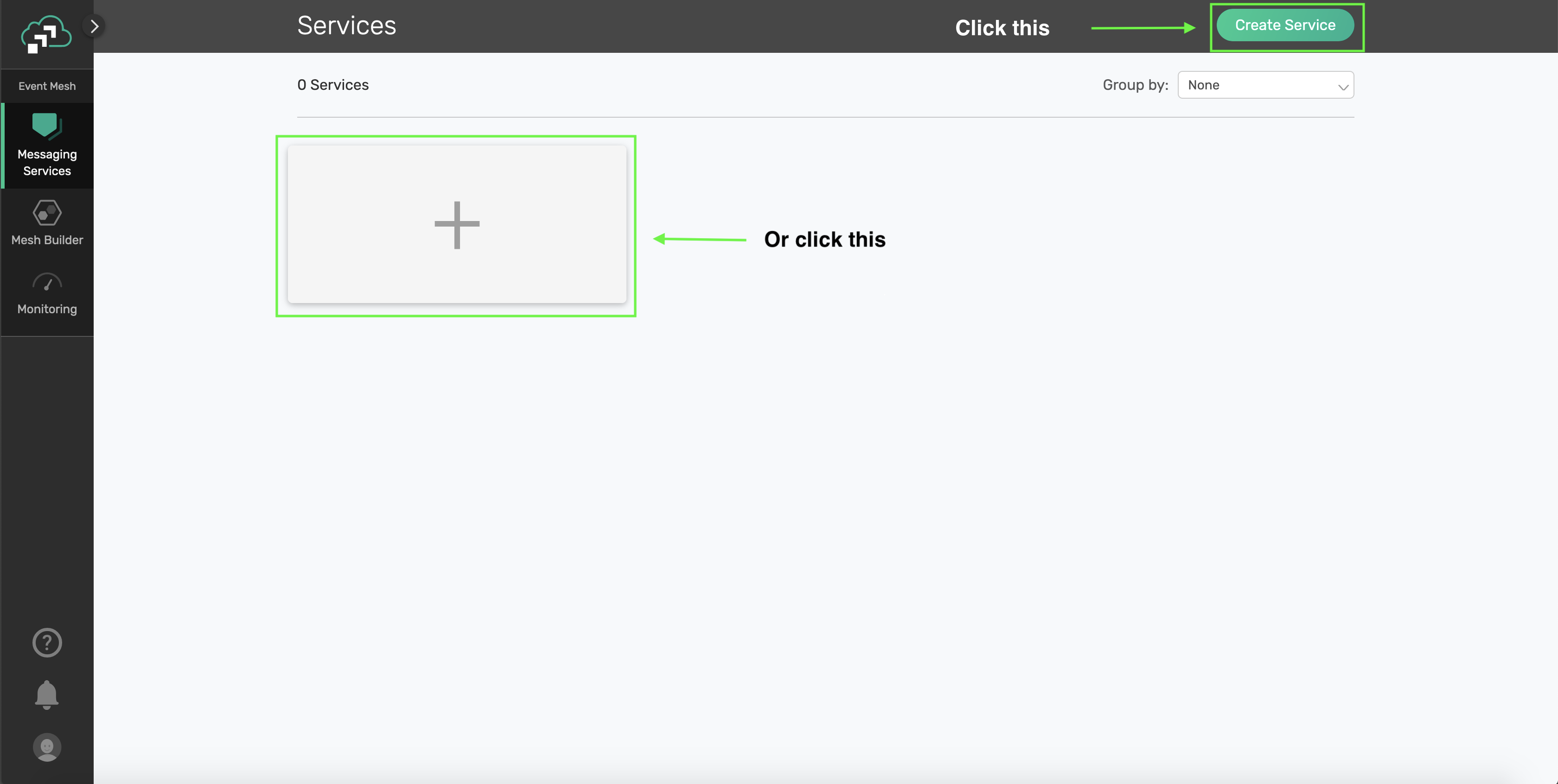 Solace Cloud Landing Page